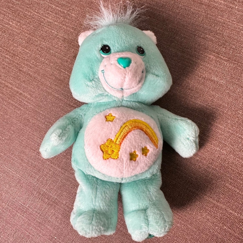 Care‎ Bears Wish Bear Plush Unisex 8in Teal 2004 Vintage Shooting Star Rainbow